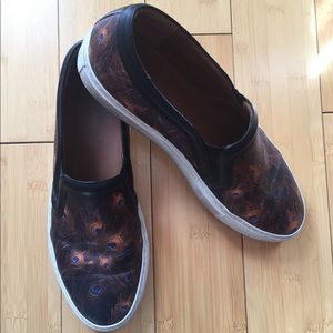 Givenchy Black and Brown Peacock Print Sneakers